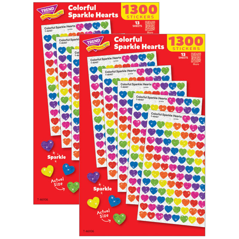 Colorful Sparkle Hearts Value Pack, 1300 Per Pack, 2 Packs