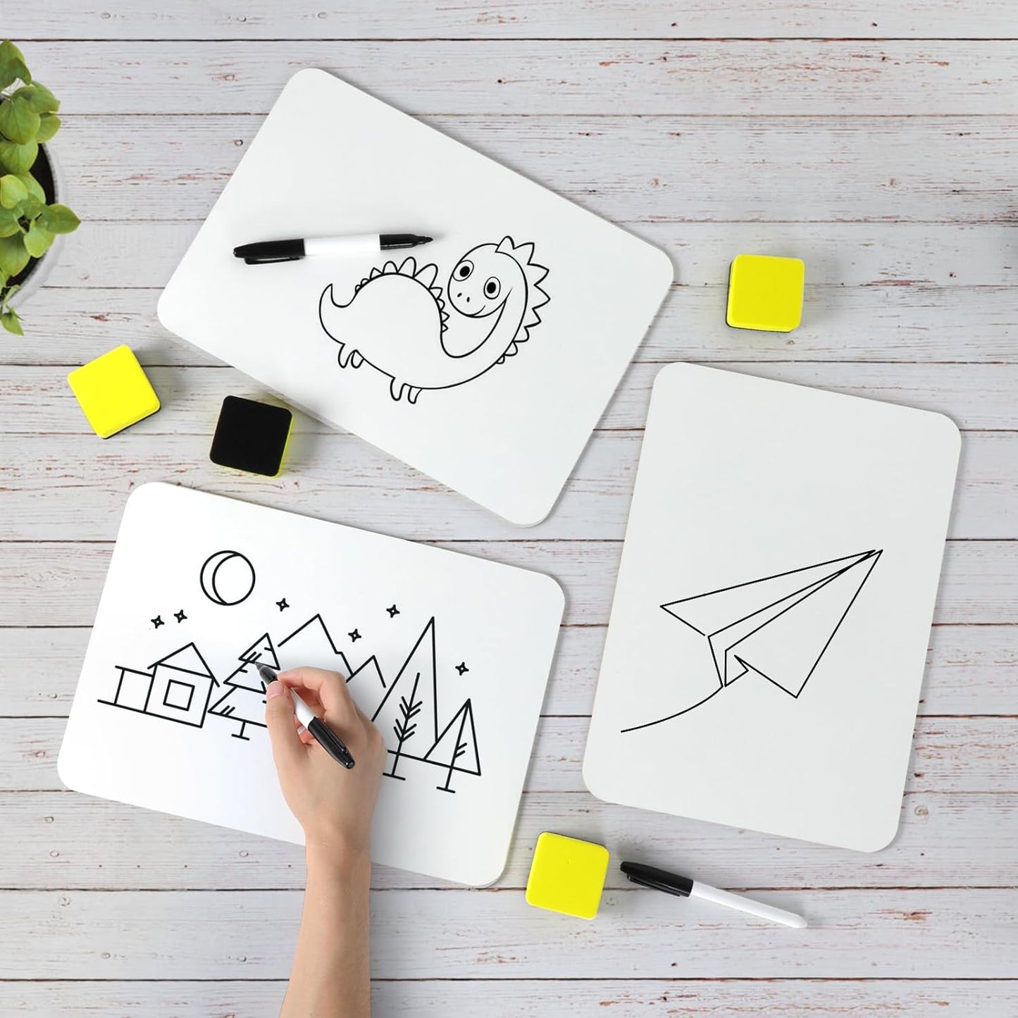 Dry Erase Lapboards, 25 Pack Double Sided Dry Erase Lap Boards 9 X 12.5 Inch, 25 Markers, 25 Erasers, Small Dry Erase Boards for Students Classroom Teacher Supplies