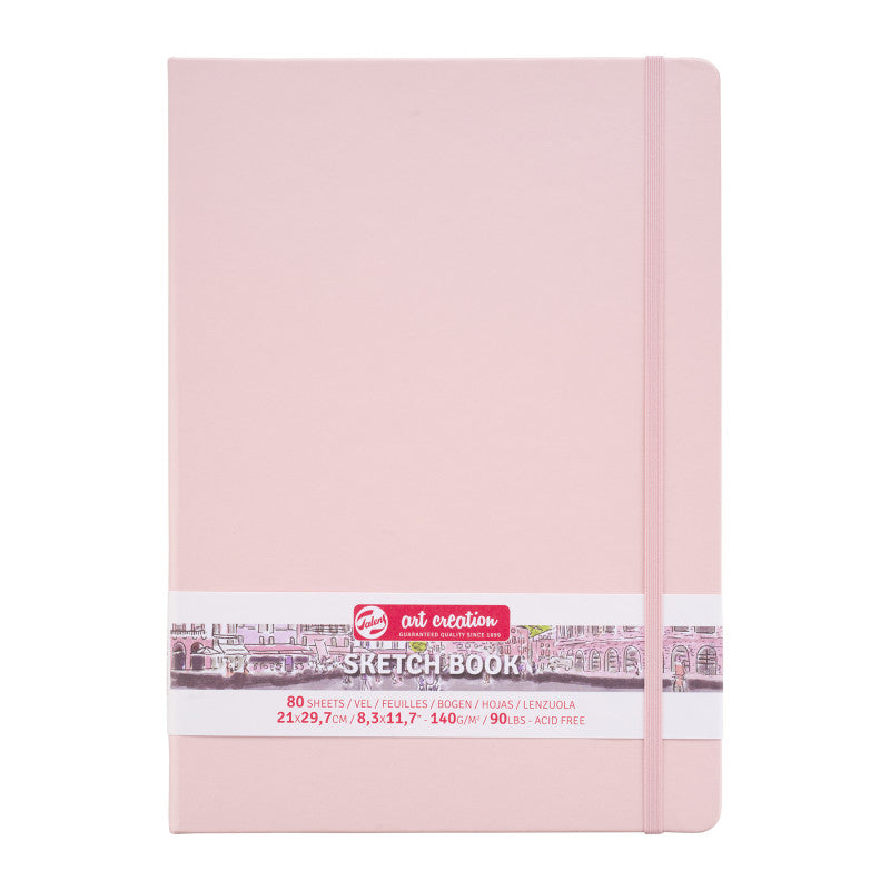 Sketchbook, 80 Sheets, 90lbs, Pastel Pink Cover, 8.3" x 11.7" (A4)