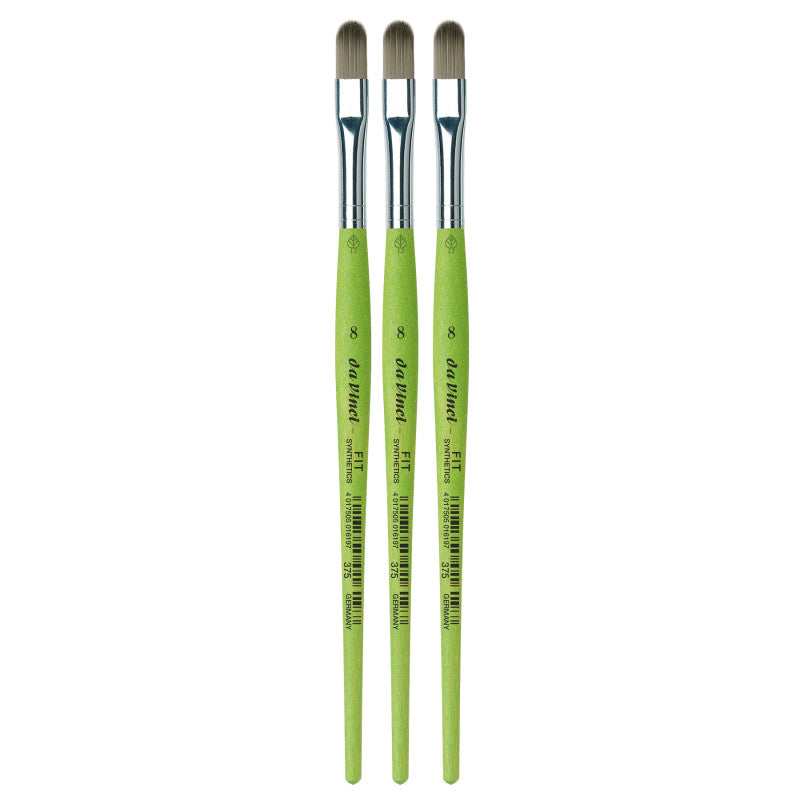 FIT Synthetics Student Brush, Synthetic, Acrylic & Tempera, Filbert, Series 375, Size 8, Pack of 3