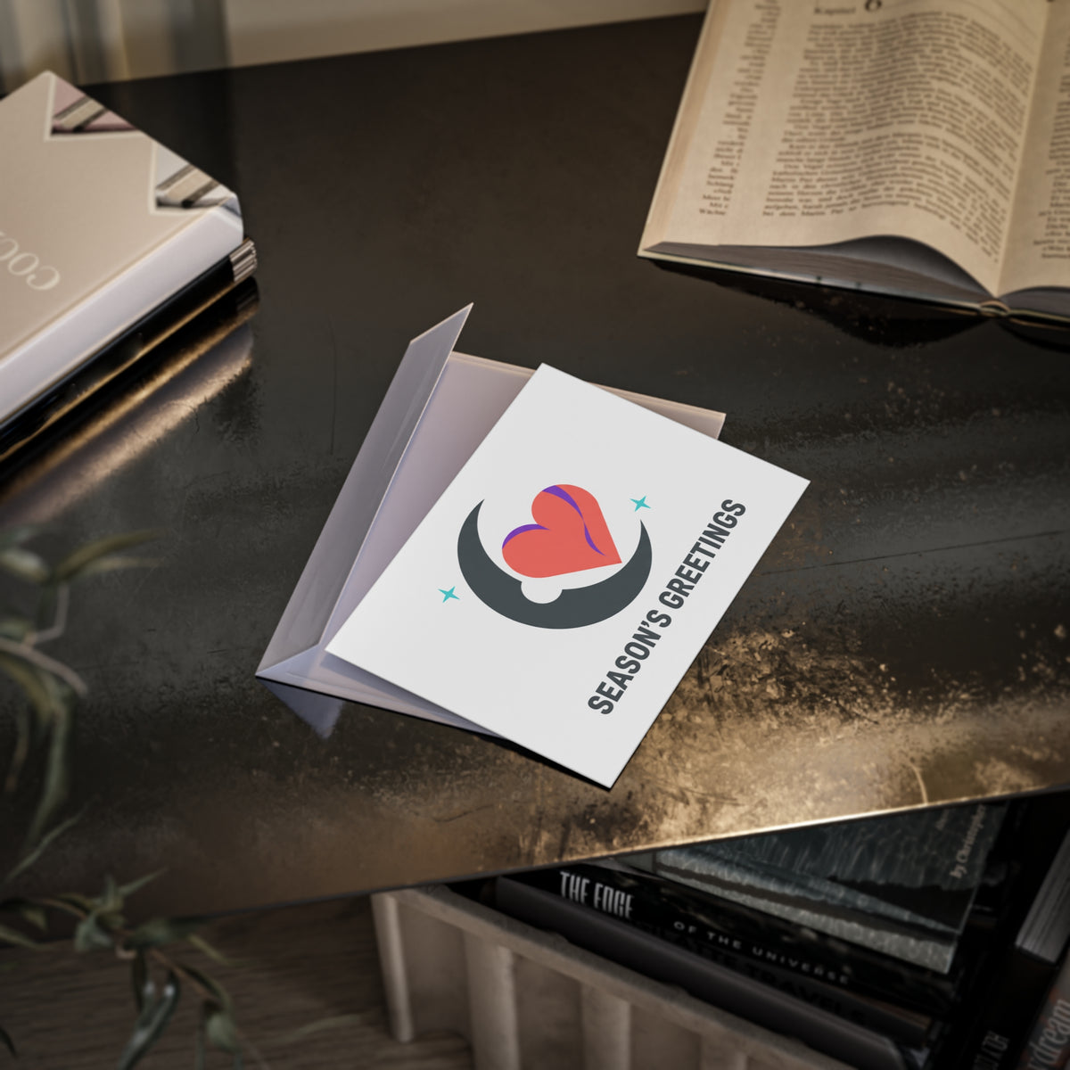 Crescent Moon Heart Gradient | Holiday Greeting Card + Postcard | Valentine, Galentine’s, Lover & Friend | Celestial Y2K