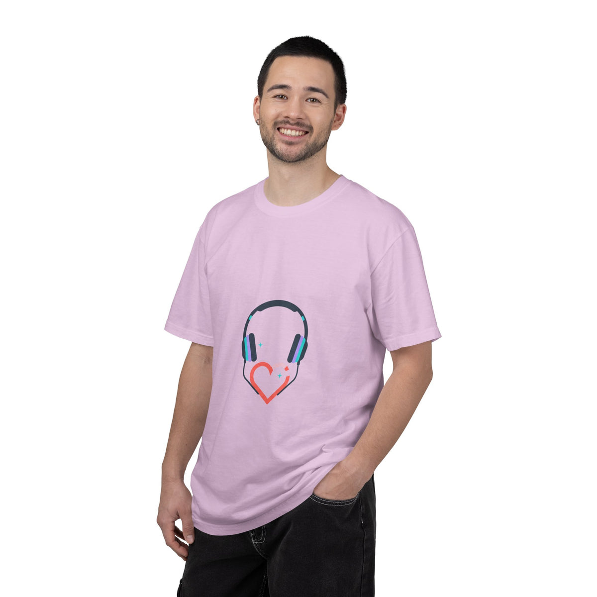 Headphones Heart Cord Graphic | Unisex Garment-Dyed T-Shirt, Soft Cotton Tee | Valentine & Galentine Gift | Y2K Aesthetic