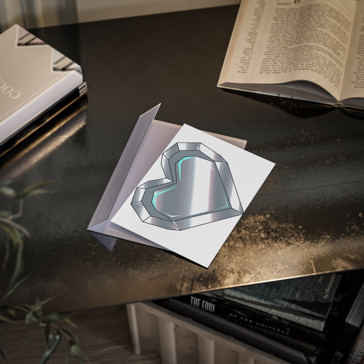 Chrome Metallic 3D Heart | Holiday Greeting Cards + Postcards | Valentine, Galentine’s, Lover & Friend Gift | Y2K Aesthetic