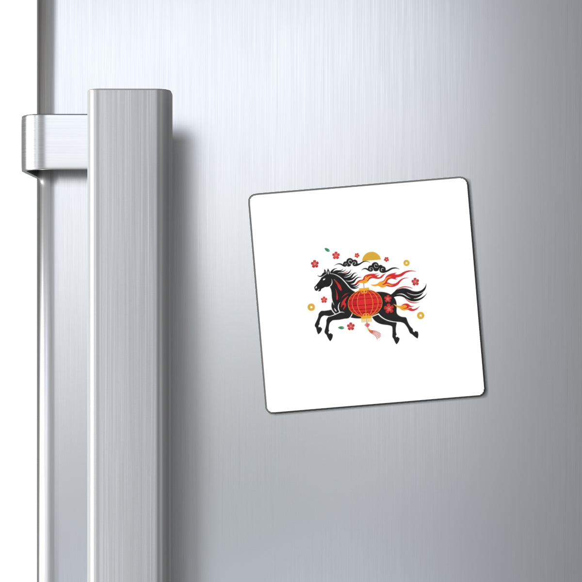 Fire Horse Lantern (2026) | Red Lantern Horse Magnet for Fridge & Locker | Lunar New Year Family Gift | Paper Cut Style