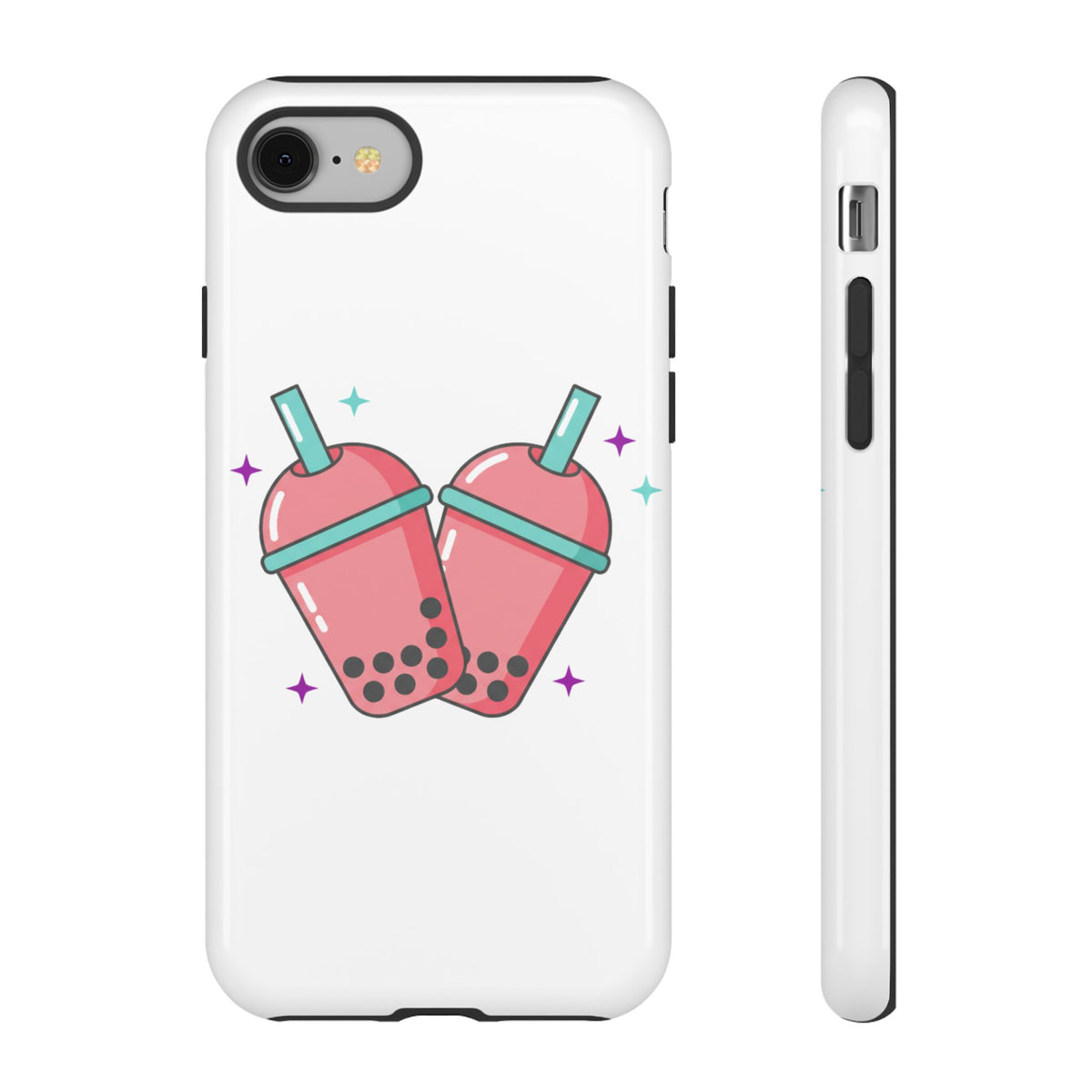 Boba Tea Heart Love | iPhone 17 Slim Glossy Case, Cute Kawaii Aesthetic | Valentine & Galentine Gift | Y2K Pink