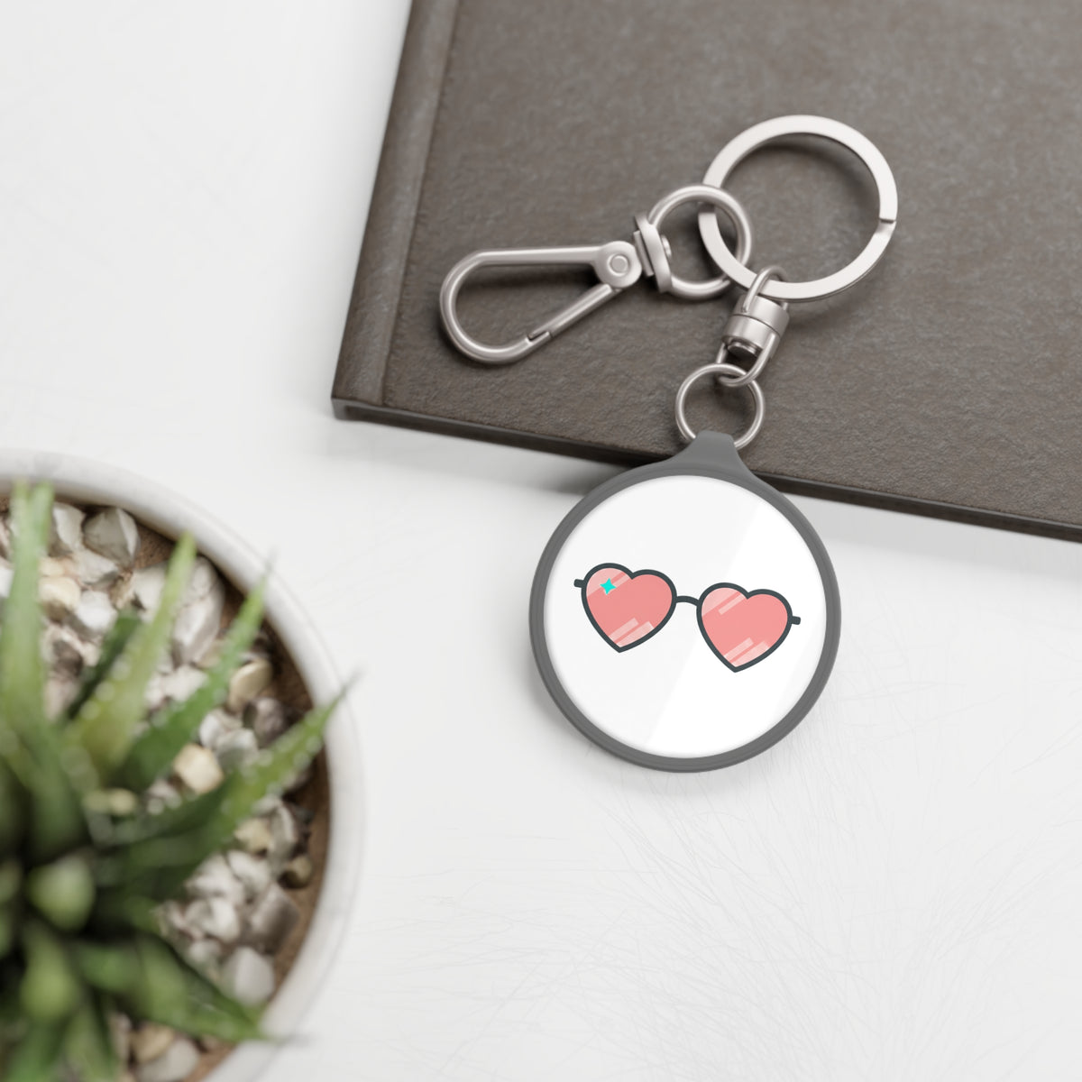 Y2K Heart Sunglasses | Heart Keyring Tag Accessory | Valentine & Galentine Gift for Friends, Lovers | Aesthetic Pink Gradient