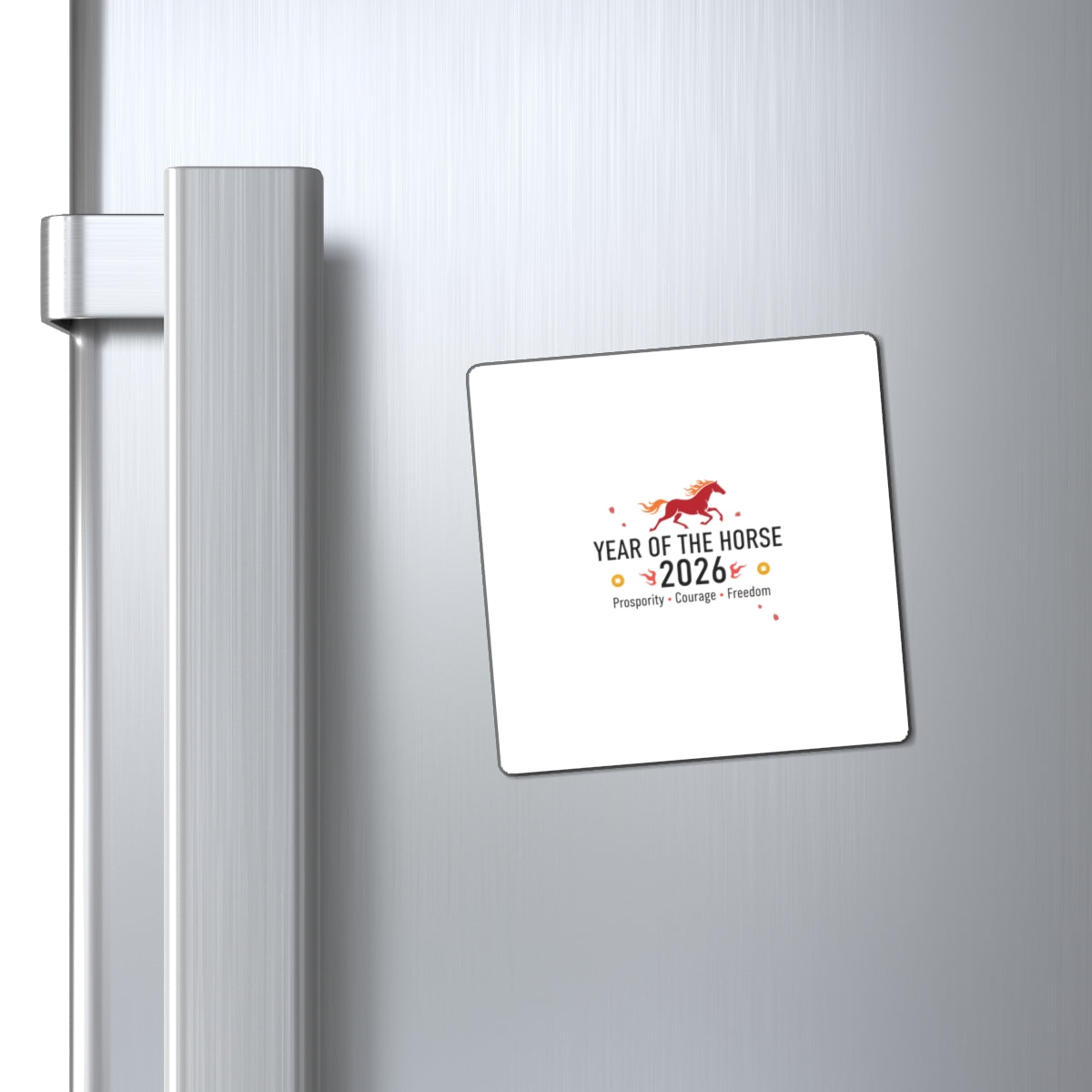 Year of the Horse 2026 Fire Horse | Lunar New Year Magnets for Fridge & Locker | Family & Teacher Gifts | Red Gold Brush Art
