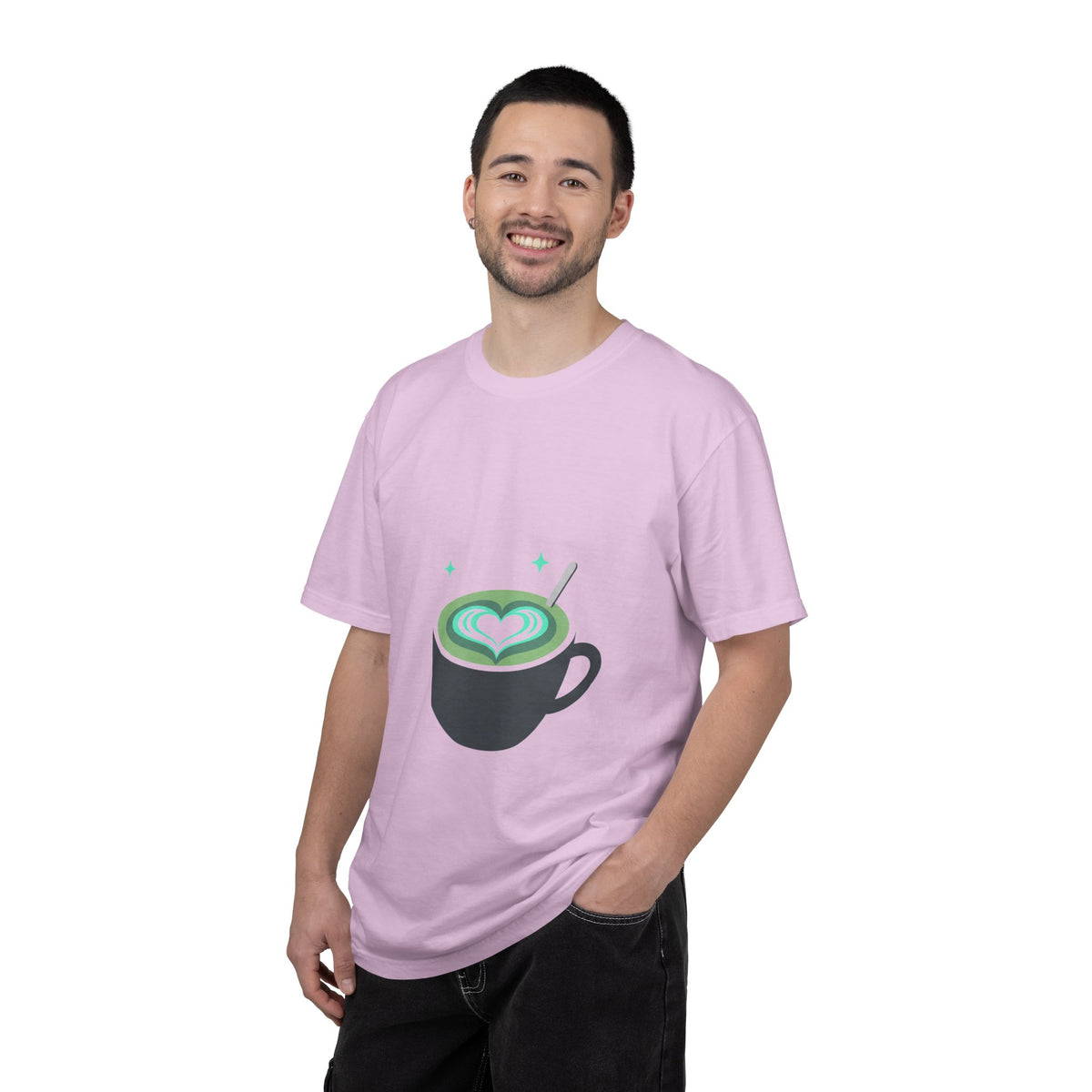 Matcha Latte Heart Graphic | Garment-Dyed Unisex T-Shirt, Soft Cotton Tee | Valentine & Galentine Gift | Cafe Aesthetic