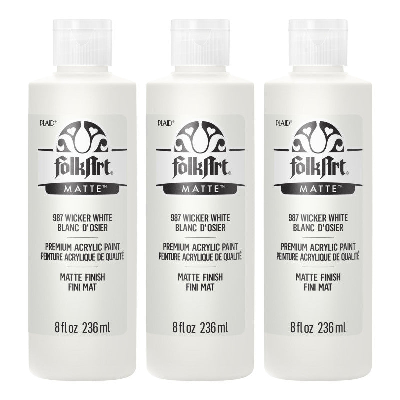 Acrylic Paint Matte, 8oz., Wicker White, Pack of 3