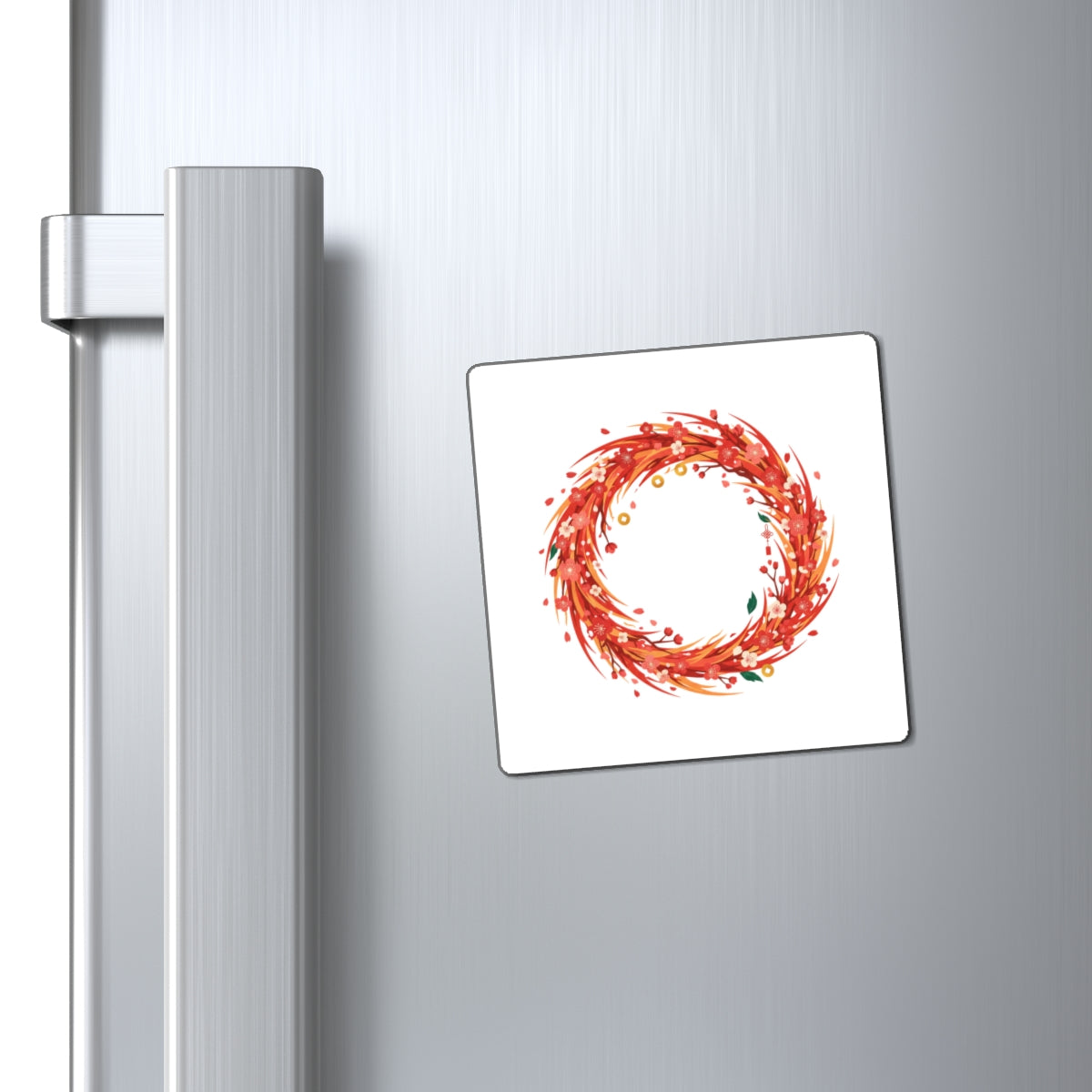 Cherry Blossom Fire Magnet | Lunar New Year 2026 Fridge Magnet Set | Asian American Family & Teacher Gift | Ink Wash Art