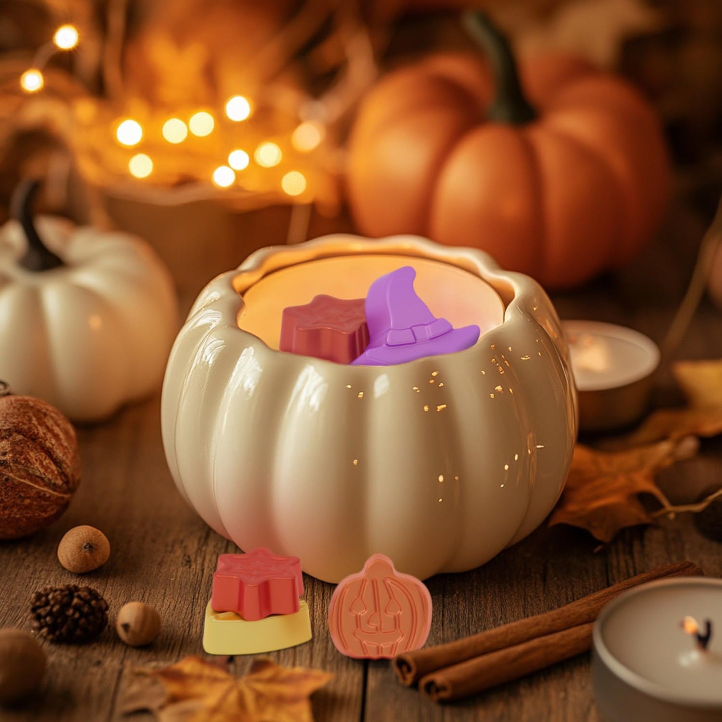 Autumn Scented Wax Melts, Fall Soy Wax Melts Gift Set, Wax Cubes/Tarts for Warmer - Pumpkin Spice, Caramel Apples, Candy Corn, Vanilla, Apple Cider, Cinnamon, Snickerdoodle, Autumn Wreath, 8X2.6 Oz
