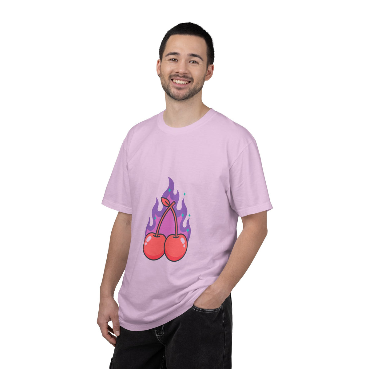 Cherry Pair Flames Graphic | Unisex Garment-Dyed T-Shirt, Soft Cotton Tee | Valentine & Galentine Gift | Y2K Edgy-Cute