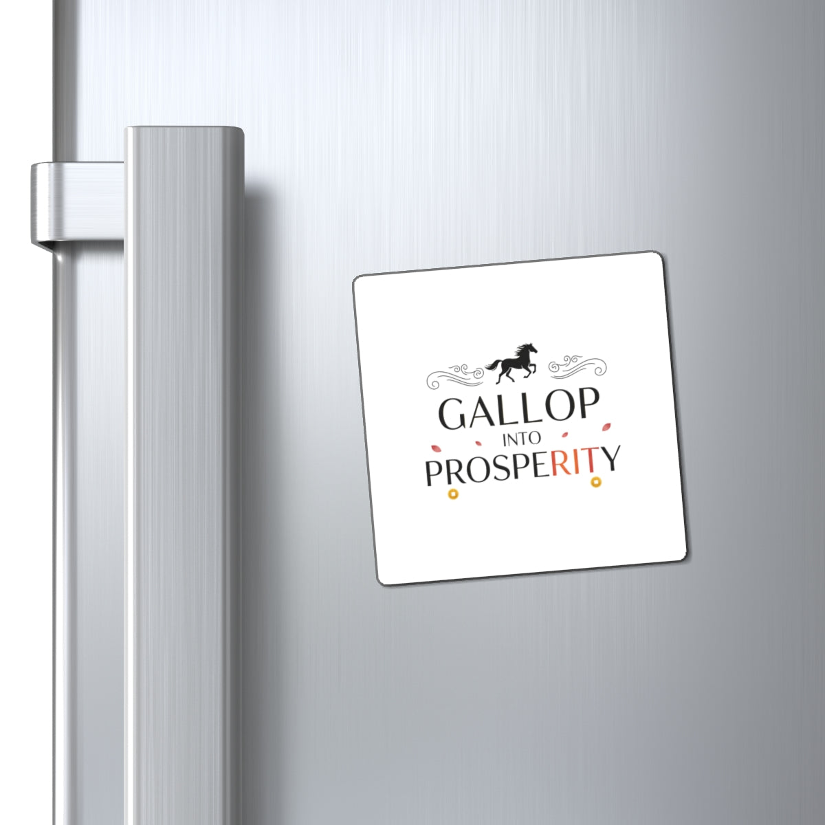 Gallop Into Prosperity | Fire Horse Lunar New Year Magnet Set | CNY Family & Teacher Gift | Red Gold Brush Script
