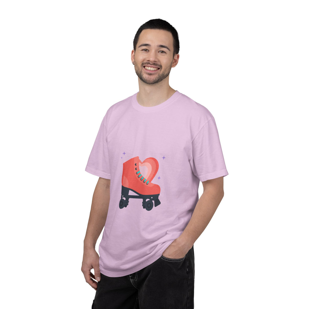 Roller Skate Heart Graphic | Garment-Dyed Unisex Tee, Soft Retro Cotton | Valentine & Galentine Gift | Y2K Aesthetic