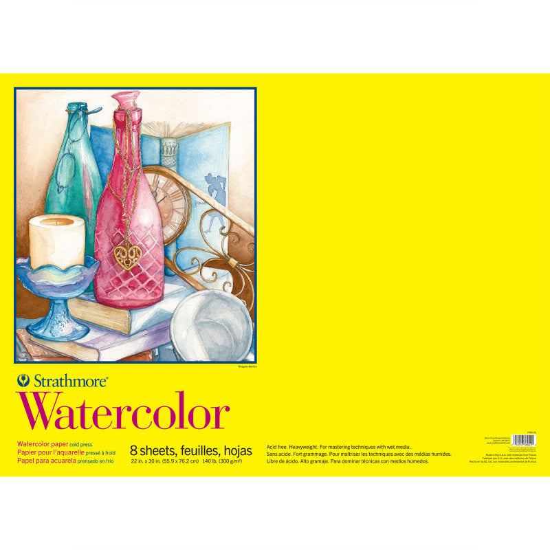 300 Series Watercolor Paper Pad, Wire Binding, 8 Sheet, 22x30 inch, 1 Count