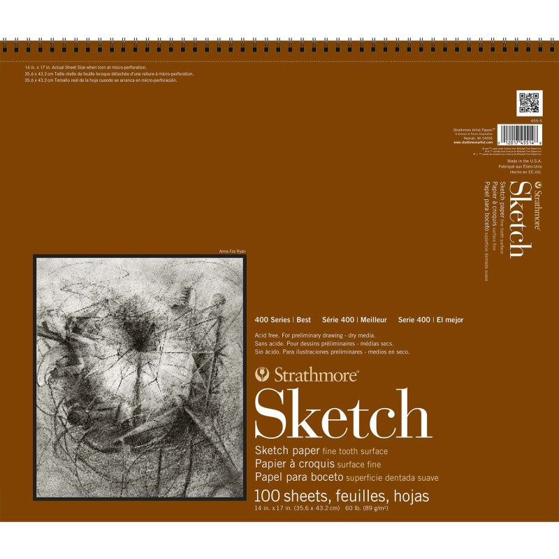 400 Series Sketch Paper Pad, Side Wire Binding, 100 Sheet, 14x17 inch, 1 Count