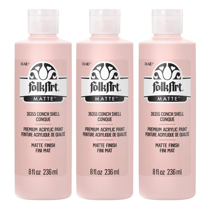 Acrylic Paint Matte, 8oz., Conch Shell, Pack of 3