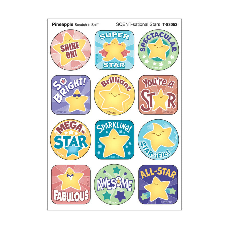 SCENT-sational Stars, Pineapple Scent Scratch 'n Sniff Stinky Stickers®, Pack of 48