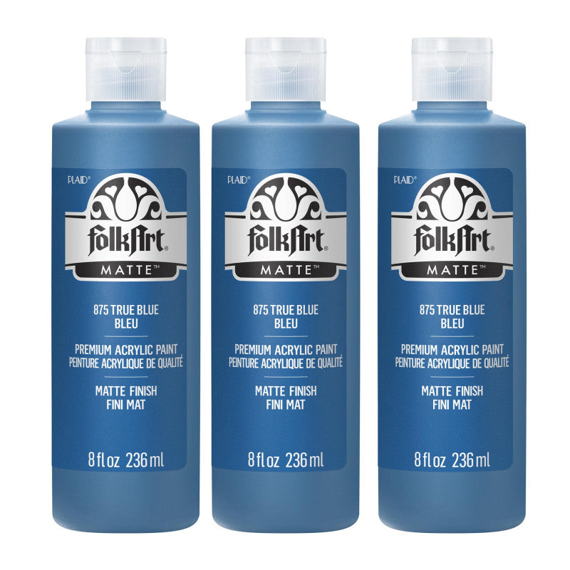 Acrylic Paint Matte, 8oz., True Blue, Pack of 3