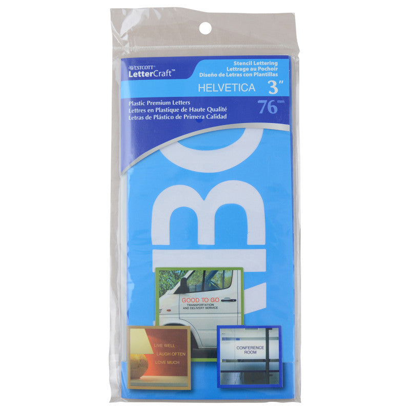 LetterCraft Reusable Plastic Stencils, Full Alphabet, Helvetica Font, 3-Inch