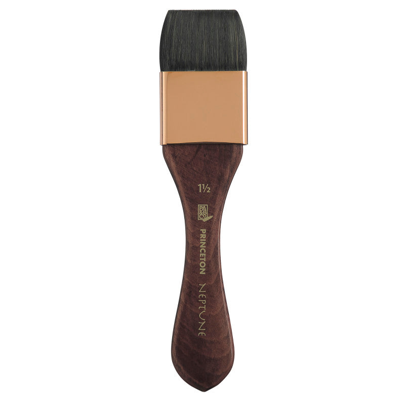 Neptune Mottler Brush, Synthetic Bristles, Short Handle Watercolor Paintbrush, Dark Wood, Size 1/2 inch, 1 Count