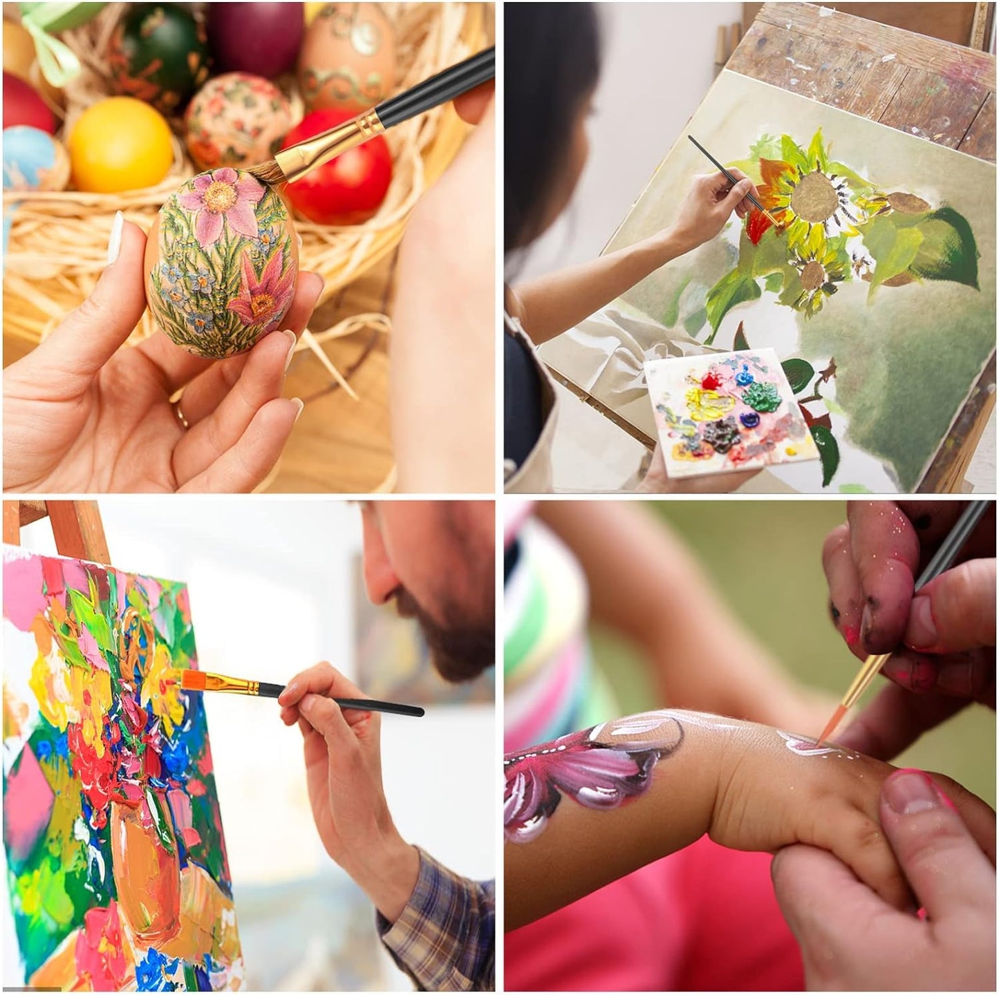 Acrylic Paint Brushes Set, 16Packs/160Pcs, Nylon Brush Head, Suitable for Acrylic,Oil,Watercolor,Rock Body Face Nail Art,Perfect Suit of Art Painting,Best Gift for Kids Adult Drawing(Black)