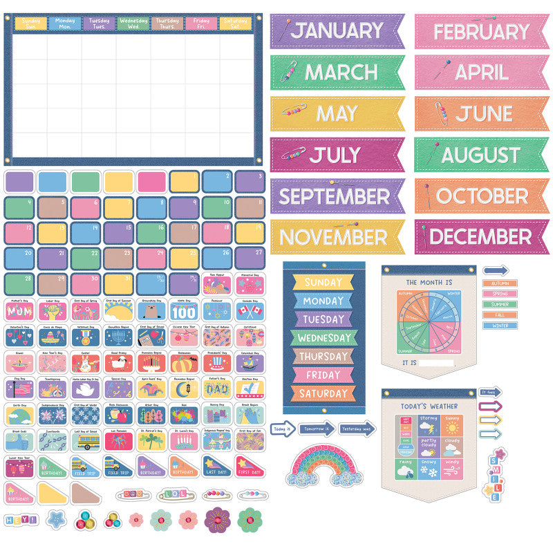 Crafty and Cool Calendar Bulletin Board Set, 145 Pieces