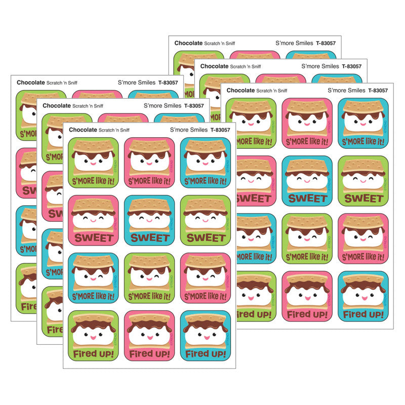S'more Smiles, Chocolate Scent Scratch 'n Sniff Stinky Stickers®, 48 Per Pack, 6 Packs