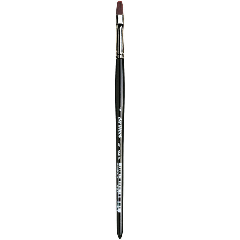 TOP-ACRYL Bright Red-Brown Brush, Synthetic, Acrylic & Oil, Flat, Series 7185K, Size 4