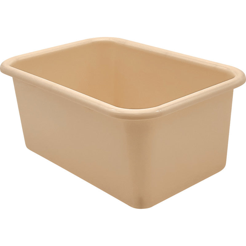 Small Plastic Storage Bin, Light Brown