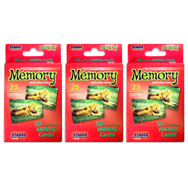 Photographic Memory Matching Game, Animals, Pack of 3