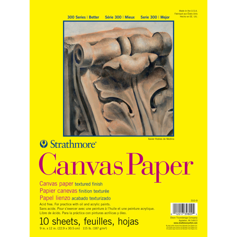 300 Series Canvas Paper Pad, Glue Binding, 10 Sheet, 9x12 inch, 1 Count