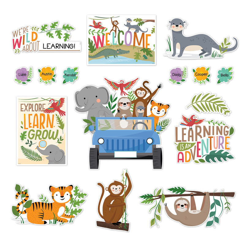 Jungle Friends Bulletin Board Set, 48 Pieces