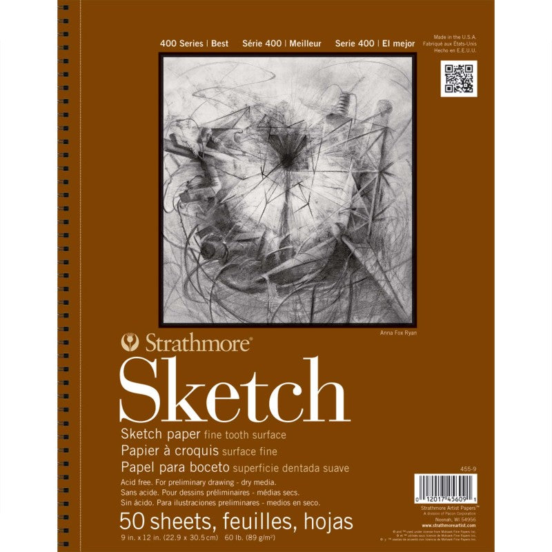 400 Series Sketch Paper Pad, Side Wire Binding, 50 Sheet, 9x12 inch, 1 Count