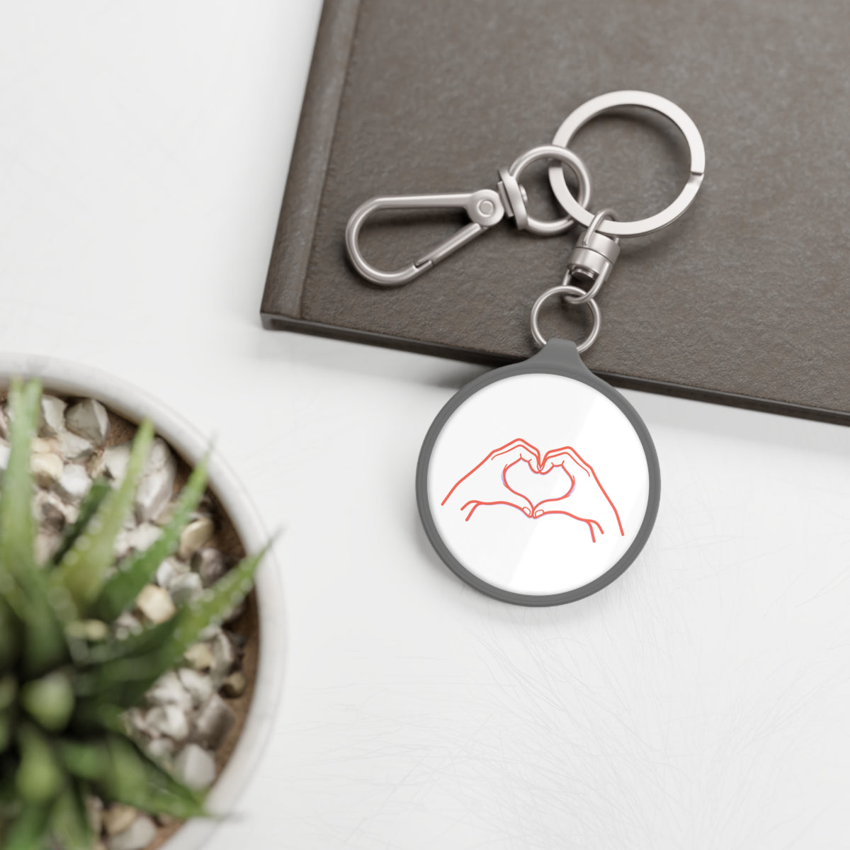 Line Art Heart Hands | Minimal Keyring Tag Accessory | Valentine & Galentine Gift for Lover, Friends, Family | Modern Aesthetic