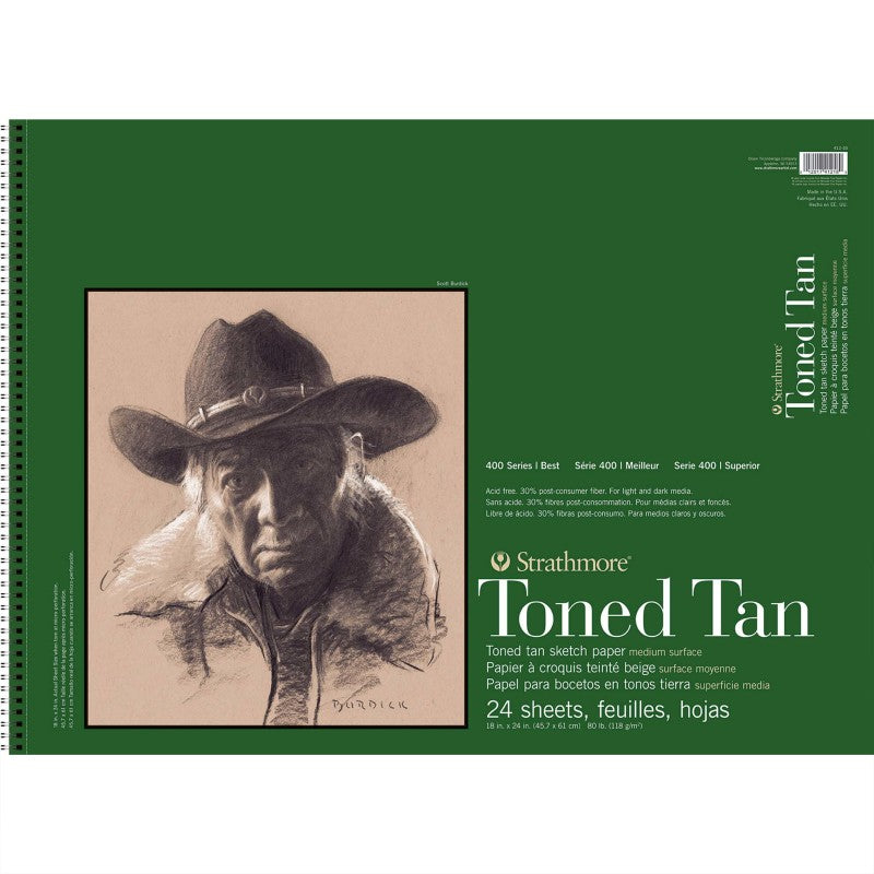 400 Series Sketch Paper Pad, Recycled, Toned Tan, Side Wire Binding, 24 Sheet, 18x24 inch, 1 Count