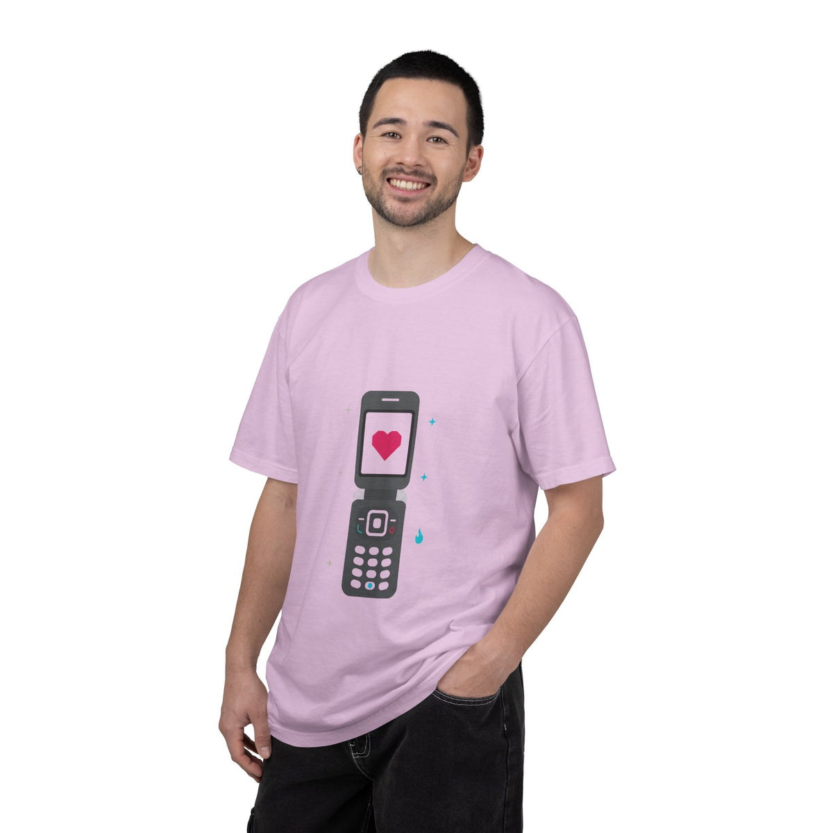 Y2K Flip Phone Heart Screen | Unisex Garment-Dyed Tee, Soft Vintage Cotton | Valentine & Galentine Gift | Cute Minimal