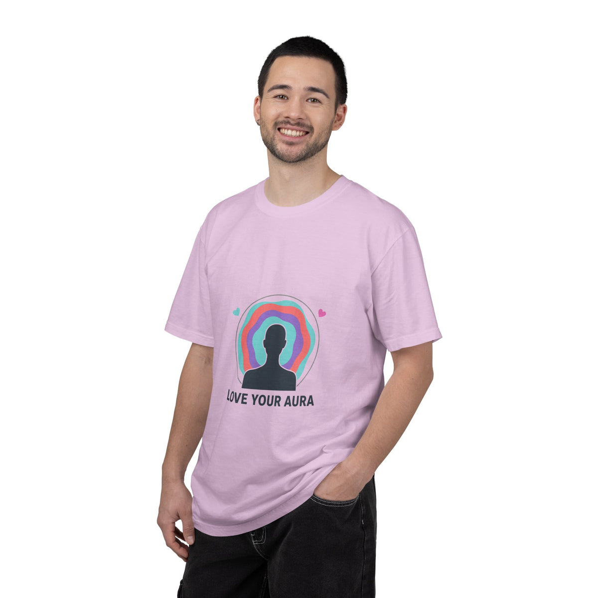 Aura Silhouette Love | Unisex Garment-Dyed Tee, Soft Cotton Crewneck | Valentine & Galentine Gift for Her/Him | Y2K Gradient