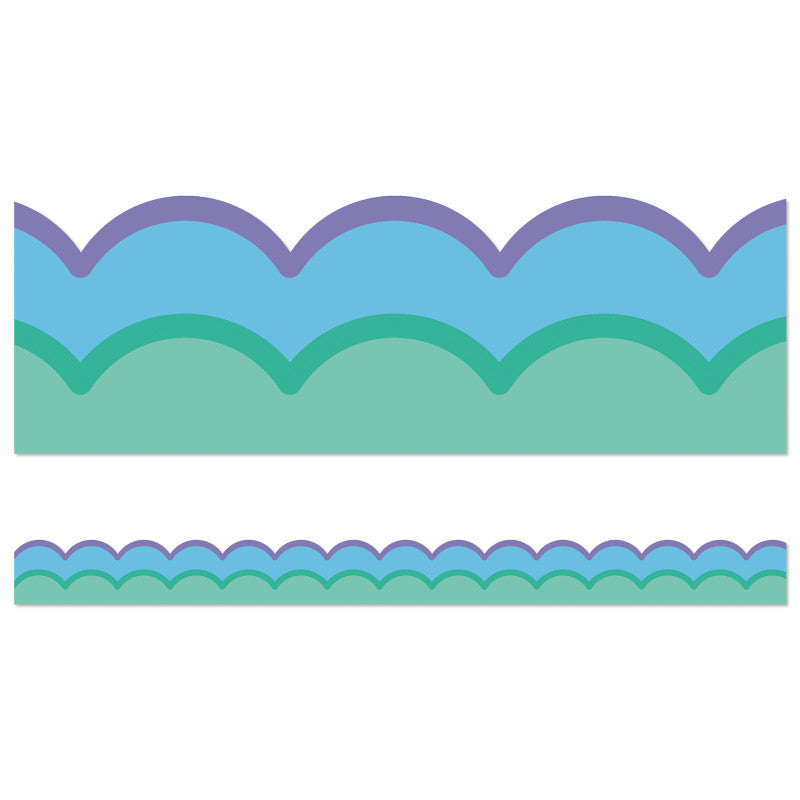 Happily Ever Elementary Retro Remix Cool Waves Scalloped Bulletin Board Borders, 39 Feet
