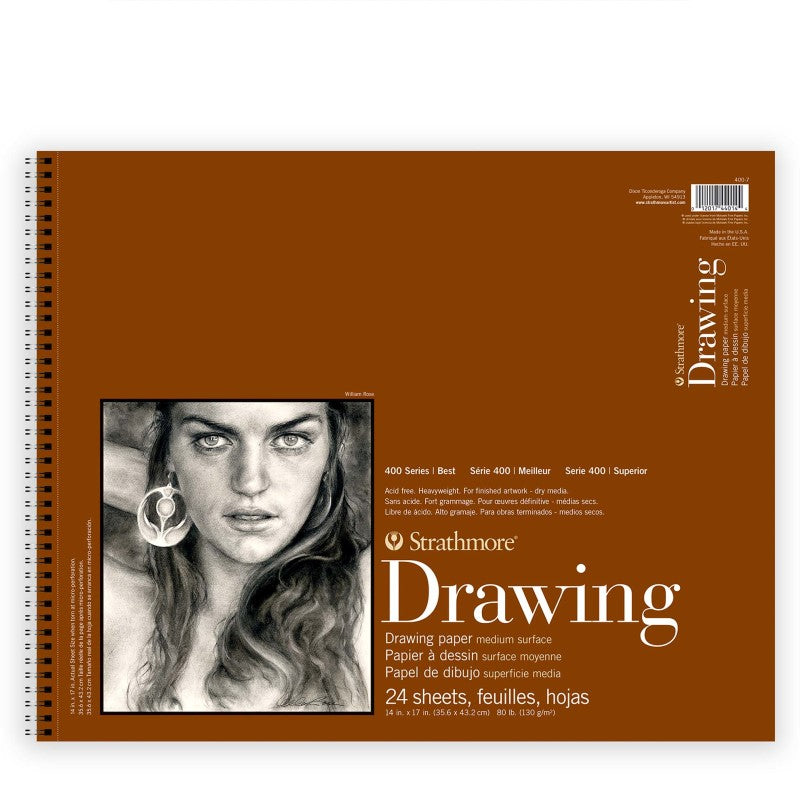 400 Series Drawing Paper Pad, Top Wire Binding, 24 Sheet, 14x17 inch, 1 Count