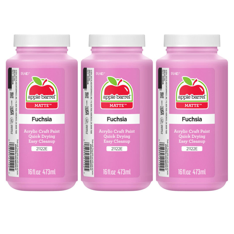 Acrylic Paint Matte, 16oz., Fuchsia, Pack of 3