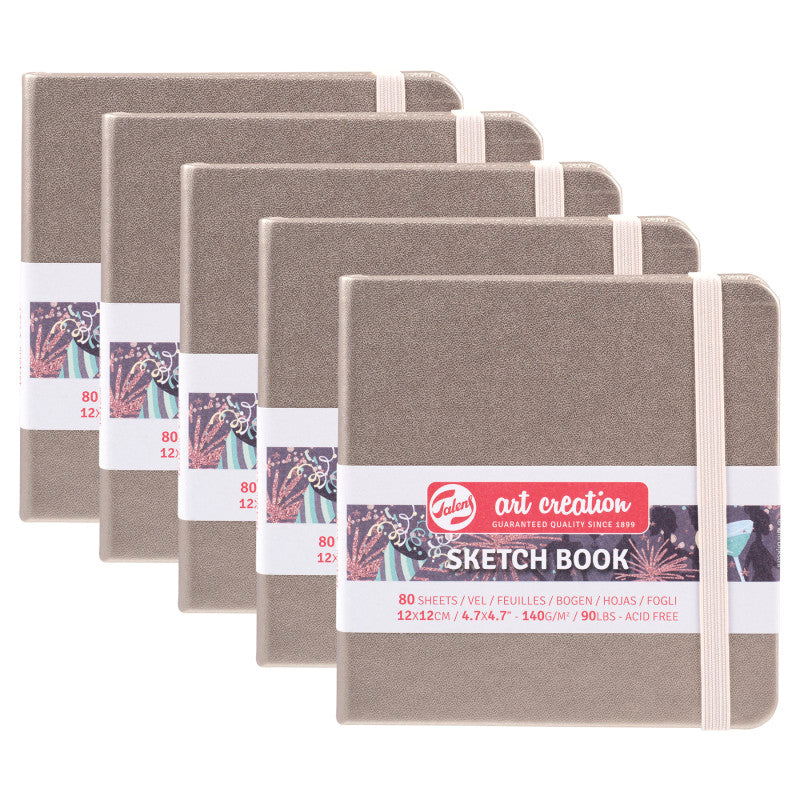 Sketchbook, 80 Sheets, 90lbs, Pink Champagne Cover, 4.7" x 4.7", Pack of 5