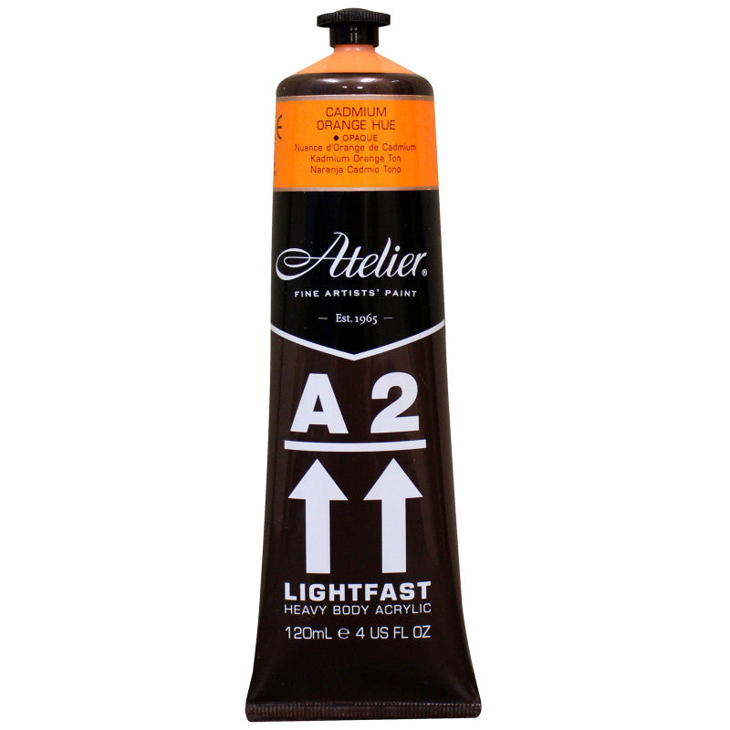 A2 Heavy Body Lightfast Artist Acrylic, 4 oz., Cadmium Orange Hue