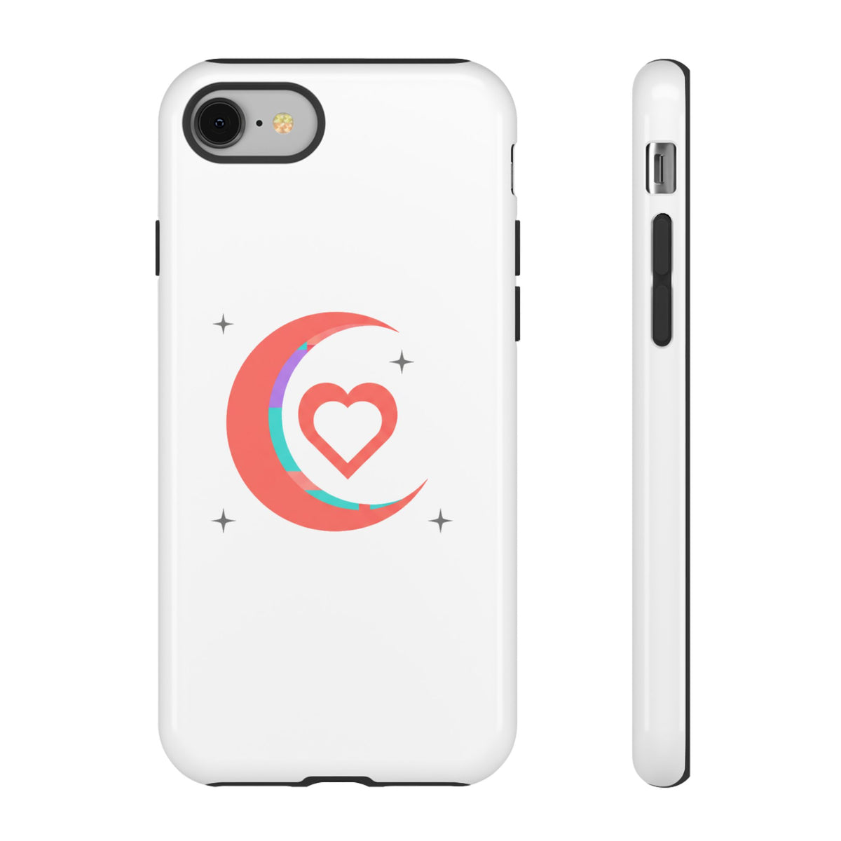 Crescent Moon Heart Gradient | Glossy iPhone 17 Slim Case, Cute Celestial | Valentine & Galentine Gift | Y2K Aesthetic