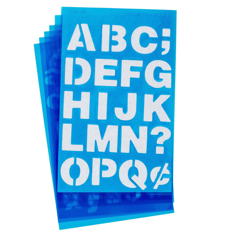 LetterCraft Reusable Plastic Stencils, Full Alphabet & Numbers, Helvetica Bold Font, 3/4-Inch