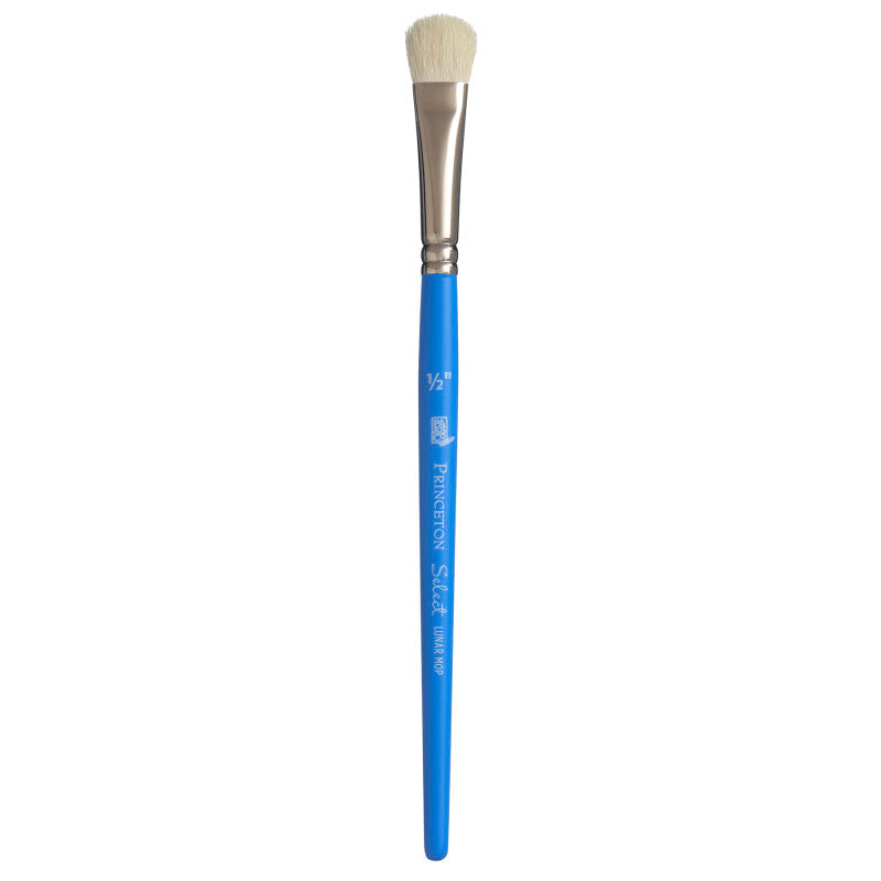 Select Artiste Lunar Mop Brush, Natural Bristles, Short Handle Mixed Media Paintbrush, Jewel Blue, Size 1/2 inch, 1 Count
