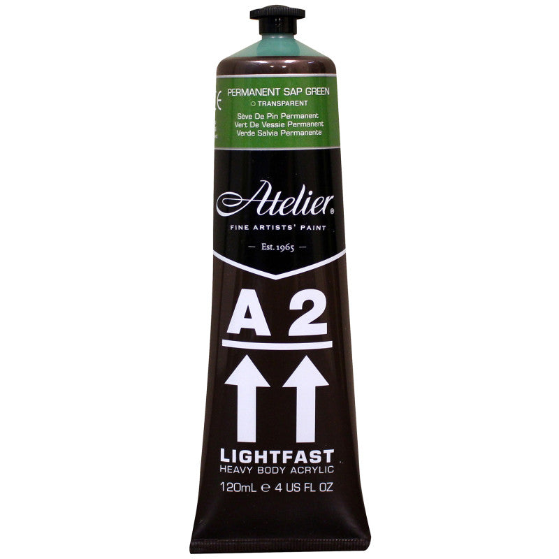 A2 Heavy Body Lightfast Artist Acrylic, 4 oz., Permanent Sap Green