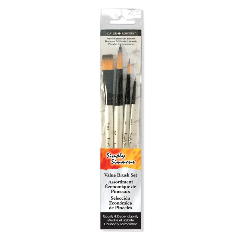 Simply Simmons Watercolor Brush Set, Synthetic, 4 Pieces