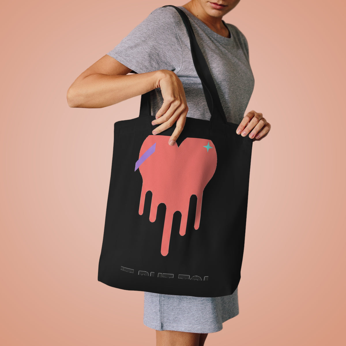 Melting Heart Drip Gradient | Cotton Tote Bag for Everyday Carry | Valentine & Galentine Gift for Her | Y2K Aesthetic