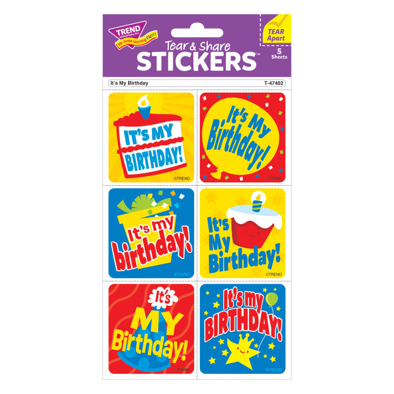 It's My Birthday Tear & Share Stickers®, 30 Count